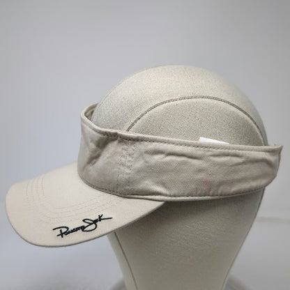 Panama Jack Visor Hat Beige One Size Strapback Cotton Signature Logo Embroidered