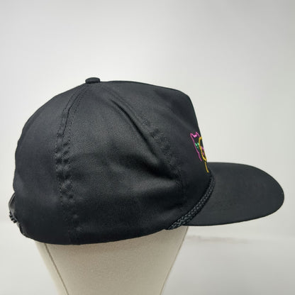 5 Panel Black Hat Rope Snapback Iams Pet Foods Dog Cat Paw Made in USA Vintage
