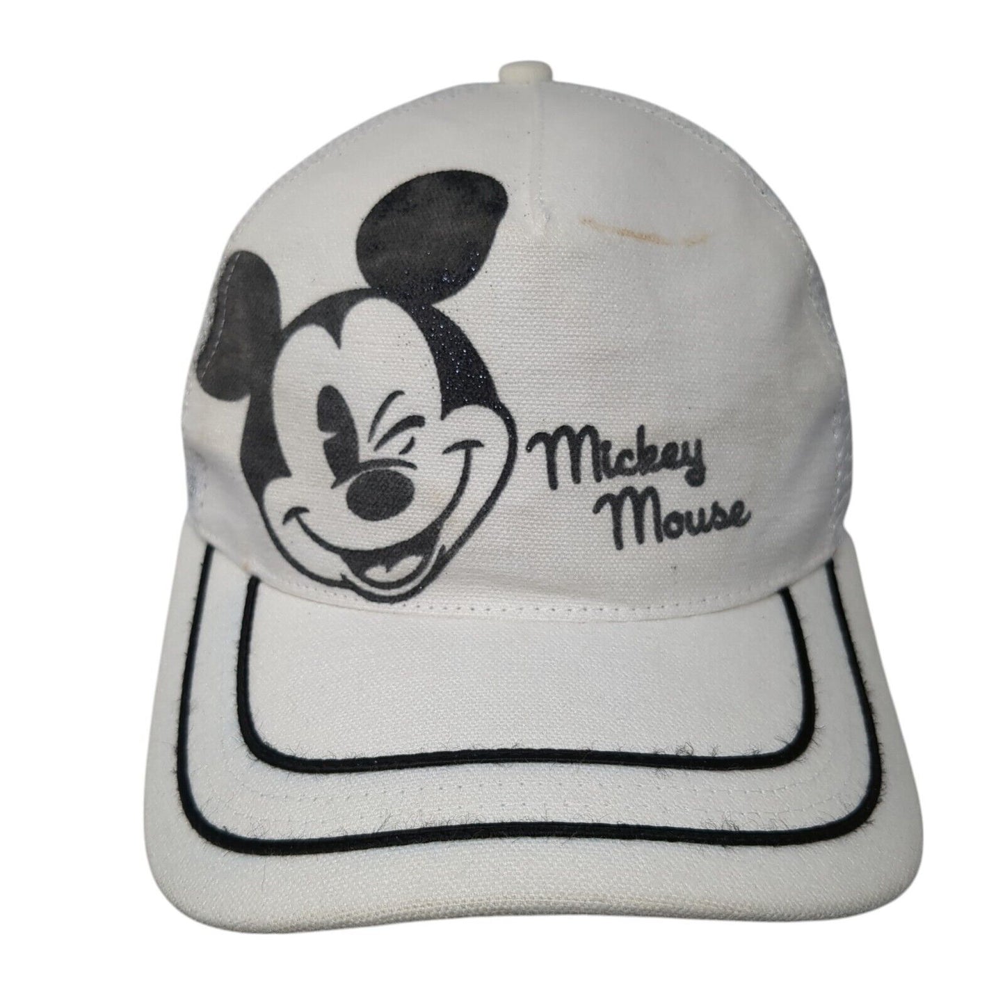 Mickey Mouse Snapback Trucker Hat White OSFA Mesh Back Disney