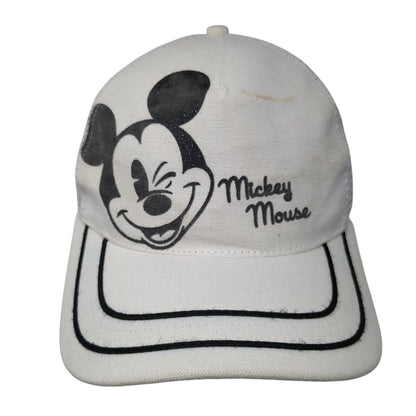 Mickey Mouse Snapback Trucker Hat White OSFA Mesh Back Disney