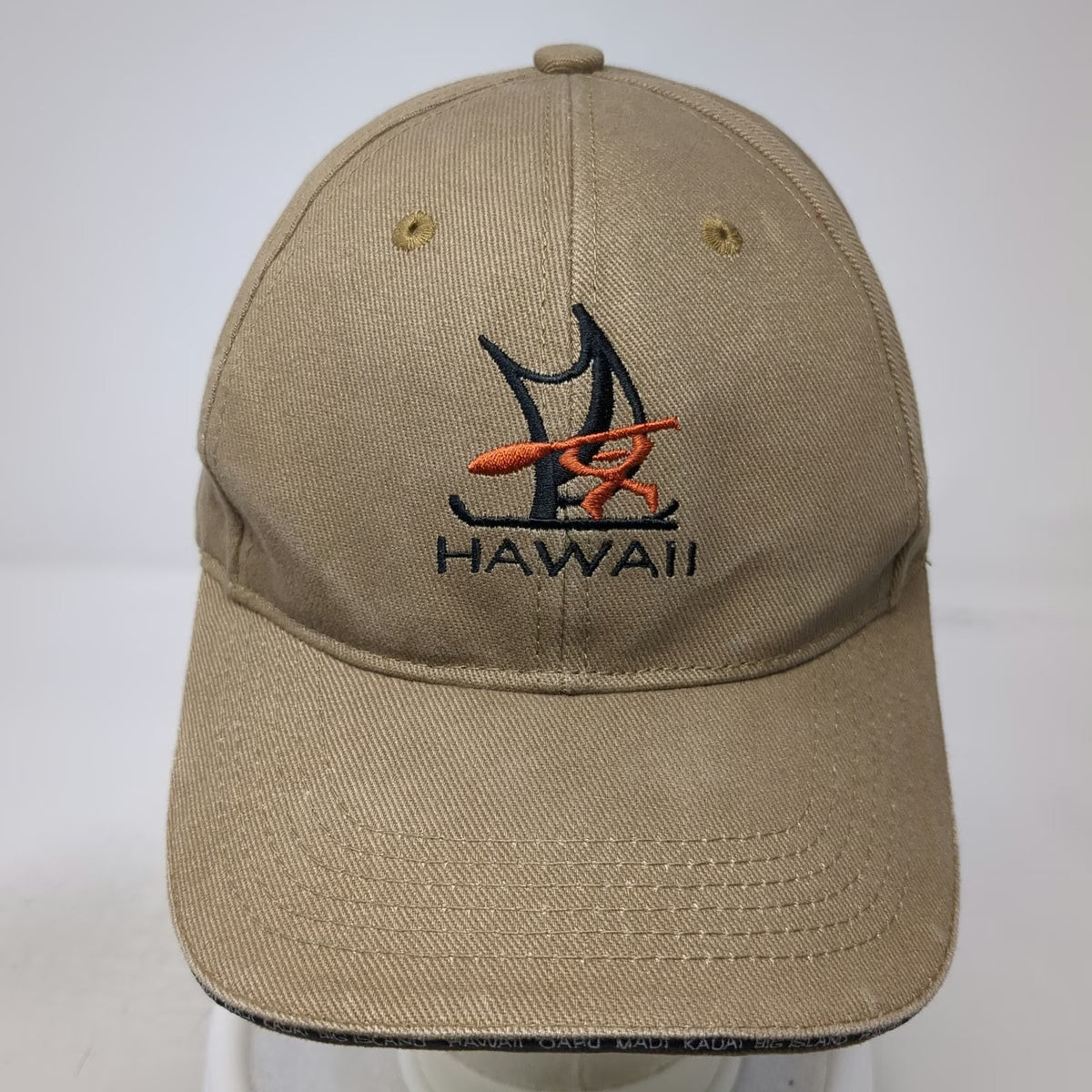 Hawaiian Headwear Baseball Cap Brown One Size Embroidered Hawaii Canoe Brim Hat