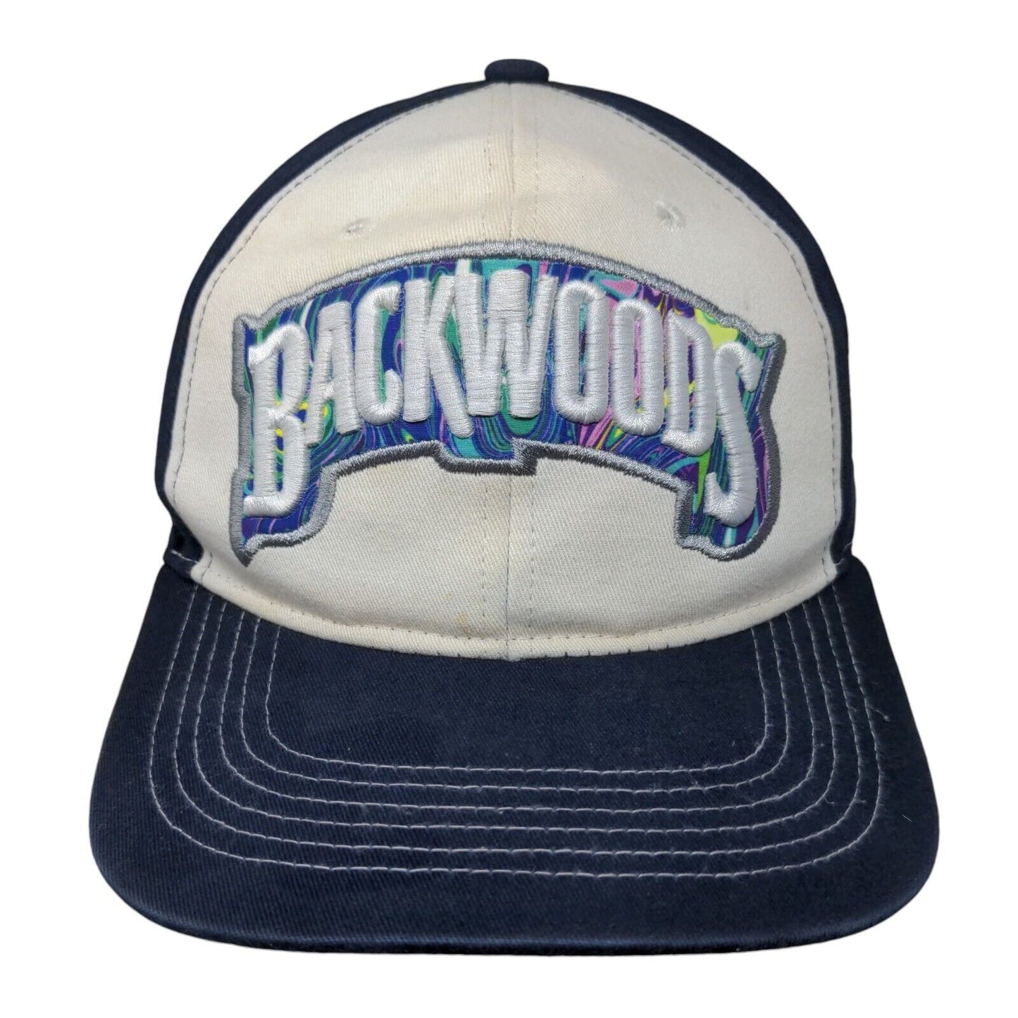 Backwoods Snapback Hat Blue One Size Embroidered 6 Panel Colorblock