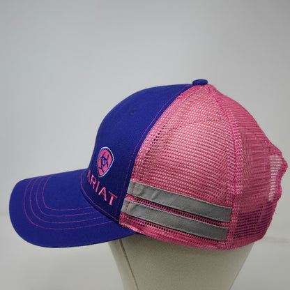 Ariat Trucker Hat Blue Pink One Size Snapback Mesh Reflective Logo shield