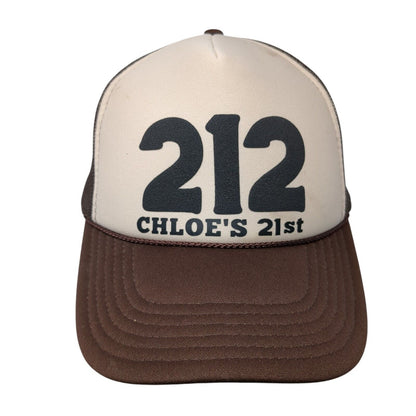 212 Chloe's 21st Snapback Rope Trucker Hat Brown OSFM Mesh Back Otto
