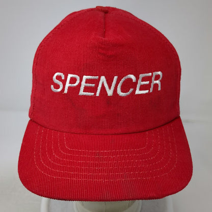 5 Panel Hat Red One Size Corduroy Spencer Embroidered Snapback Made in USA Cap
