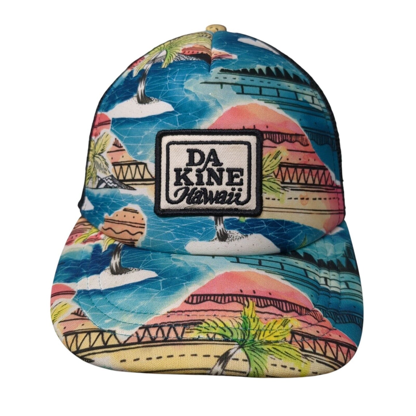 Da Kine Hawaii Snapback Trucker Hat Multi One Size Mesh Back Palm Tree