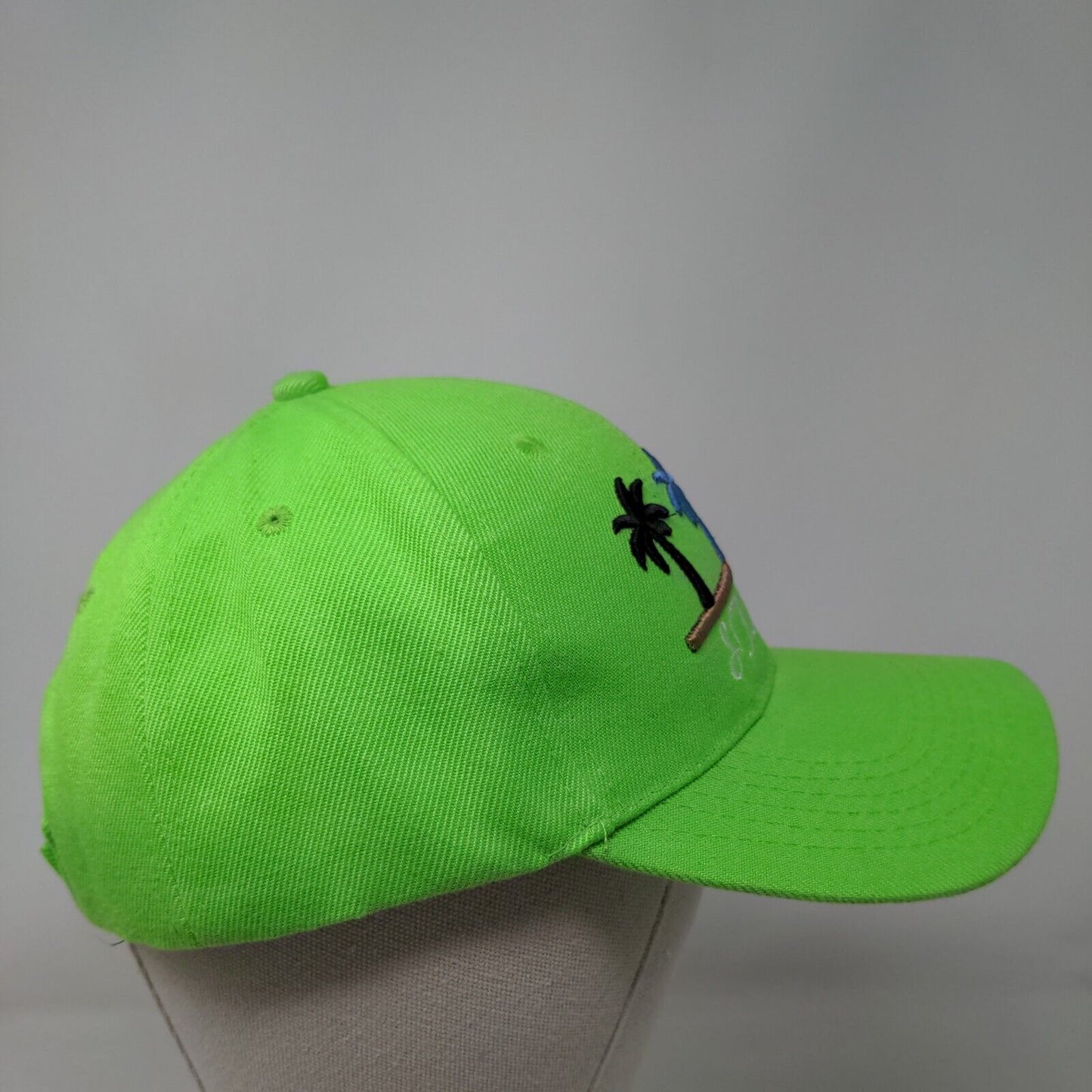 St. Lucia Strapback Hat Green One Size Adjustable Embroidered Palm Tree 6 Panel