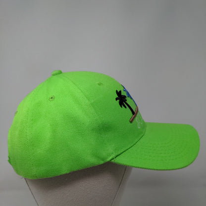 St. Lucia Strapback Hat Green One Size Adjustable Embroidered Palm Tree 6 Panel