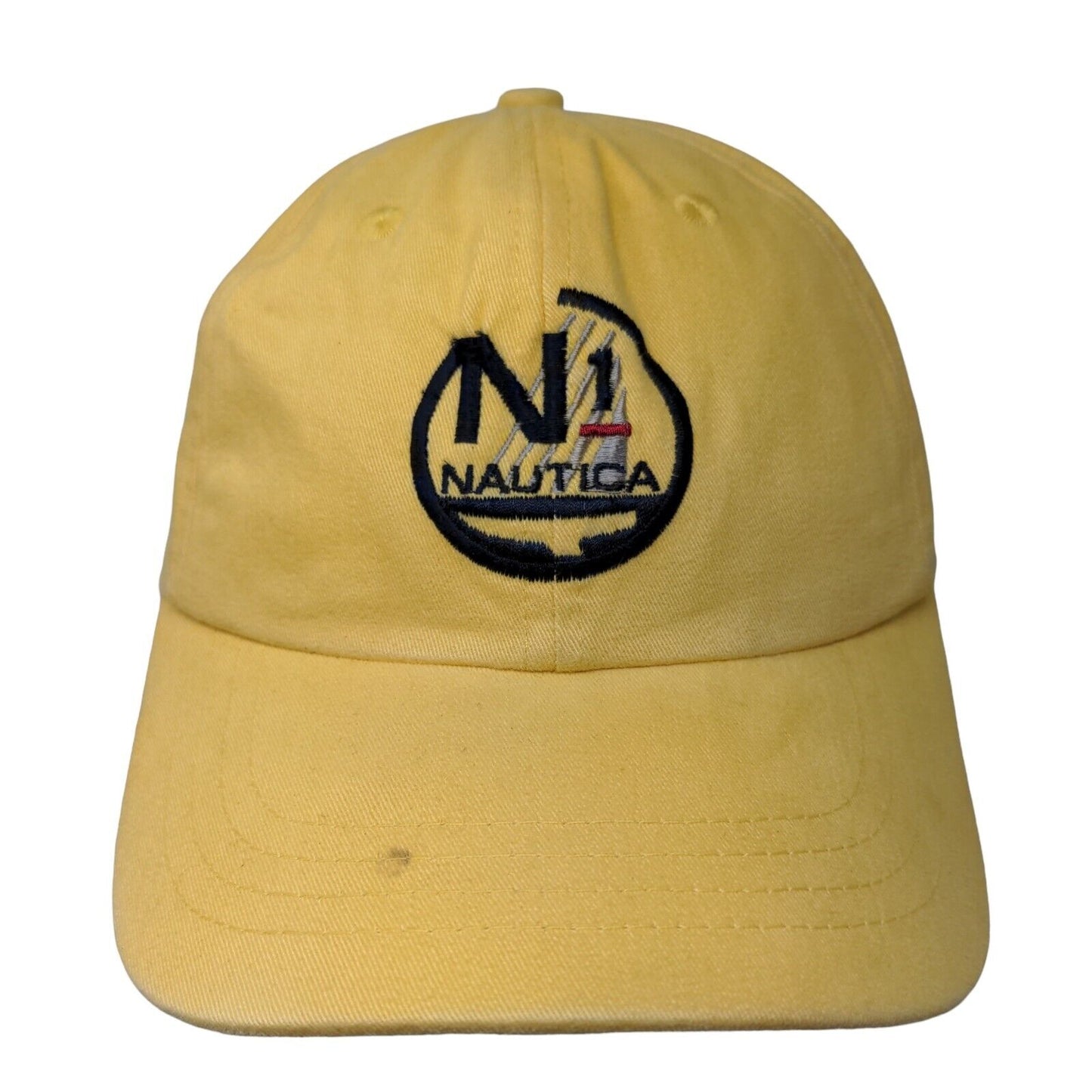 Nautica Strapback Hat Yellow One Size Embroidered Adjustable 6 Panel