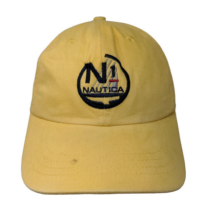 Nautica Strapback Hat Yellow One Size Embroidered Adjustable 6 Panel