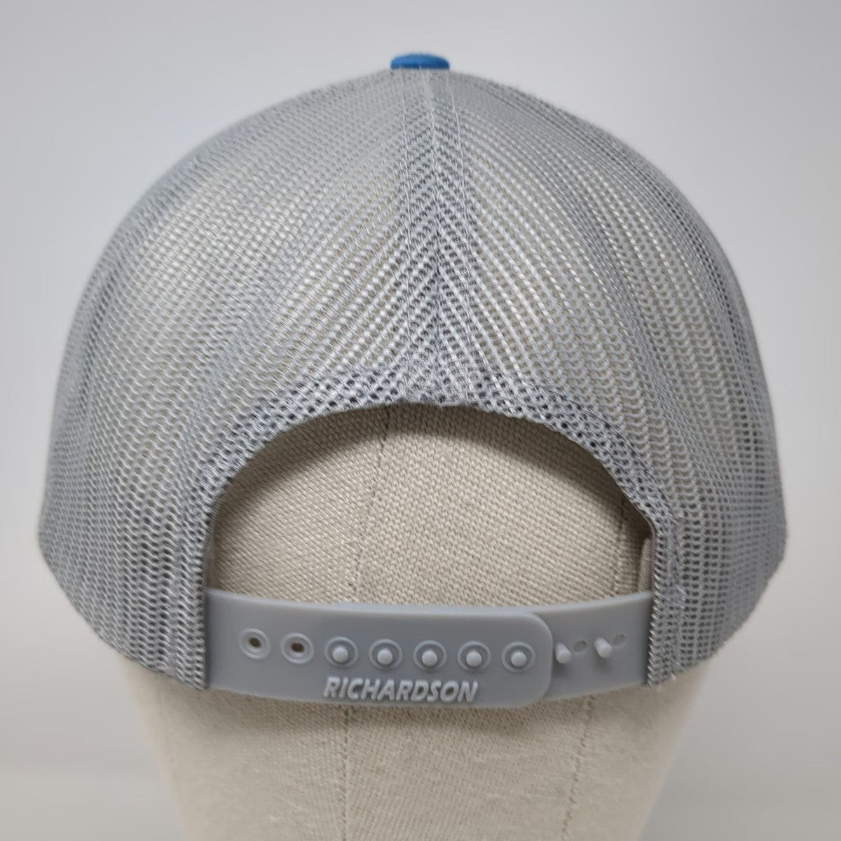 Richardson Trucker Hat Blue One Size Boise Cascade Leather Patch Mesh Gray Brown