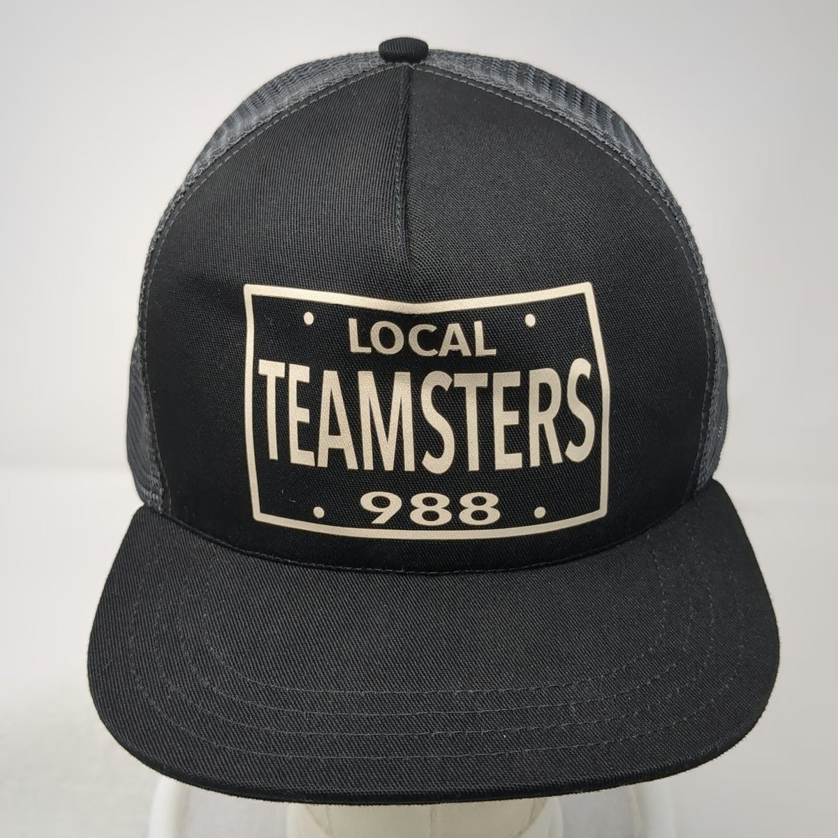 Unionwear Trucker Hat Black Gray One Size Local Teamsters 988 Mesh Snapback USA