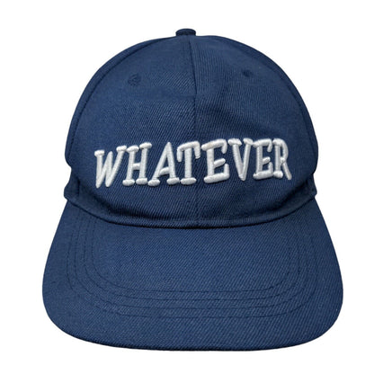 Whatever Strapback HatBlue OSFA Adjustable Embroidered Vented Holes 6 Panel