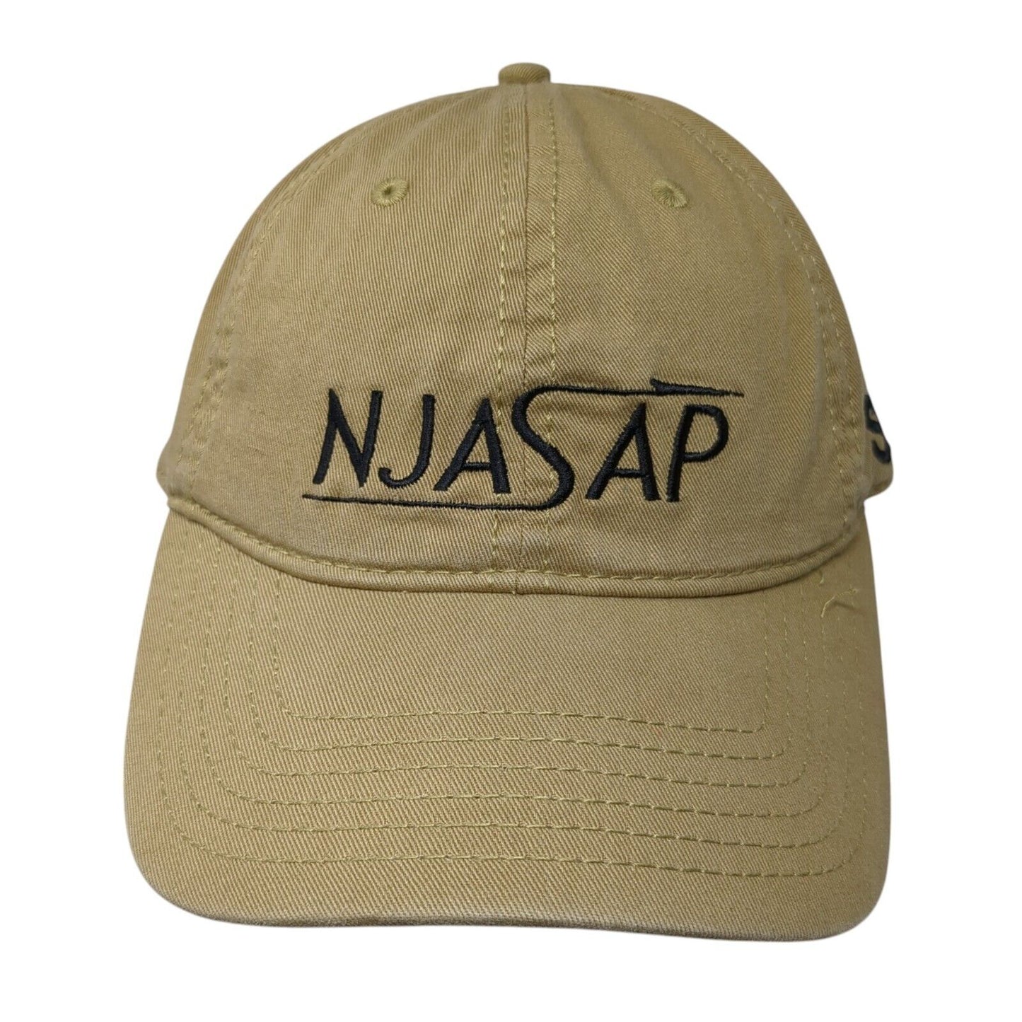 NJASAP SU Strapback Hat Tan One Size Adjustable Embroidered 6 Panel Cotton