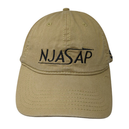 NJASAP SU Strapback Hat Tan One Size Adjustable Embroidered 6 Panel Cotton