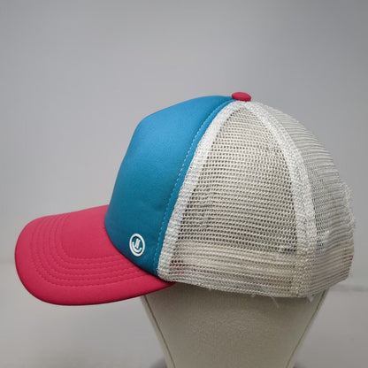 NEFF Trucker Hat Blue Pink One Size Mesh Snapback Polyester Hat Small Logo