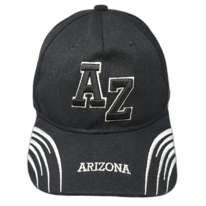 Black Baseball Cap One Size Arizona AZ Embroidered Strapback Curved Bill Hat