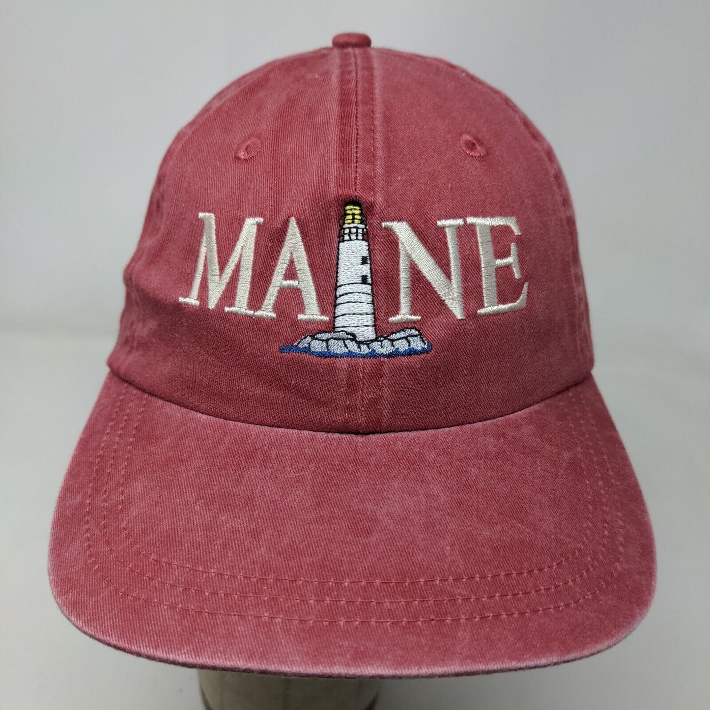 Ahead Men's Slideback Hat Red Adjustable Embroidered Logo Cotton Maine