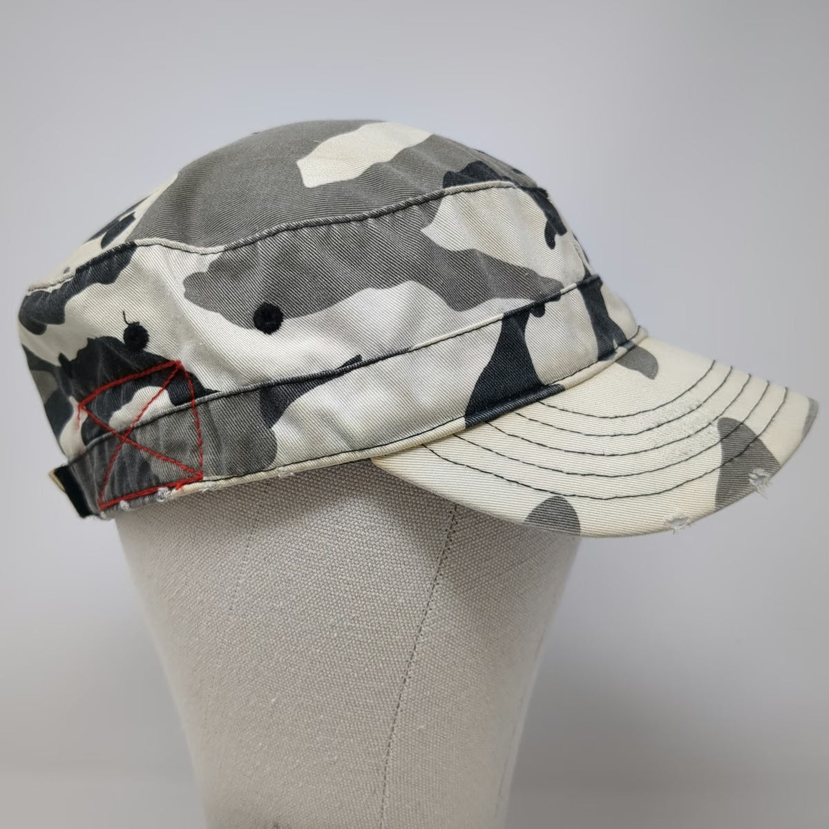 Dorfman Pacific Army Cap White Gray Black Camo One Size Distressed Strapback Hat