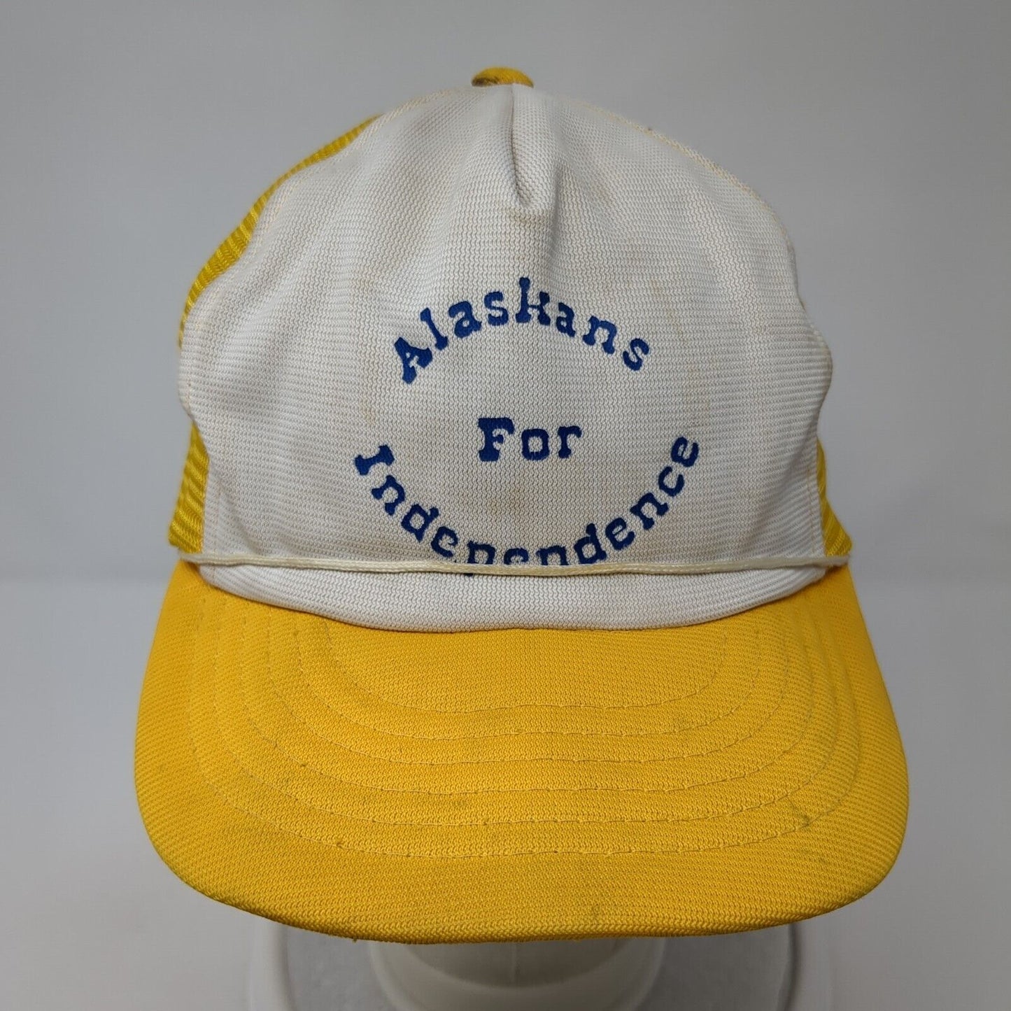 Alaskans For Independence Snapback Trucker Hat Yellow One Size Mesh Back Rope