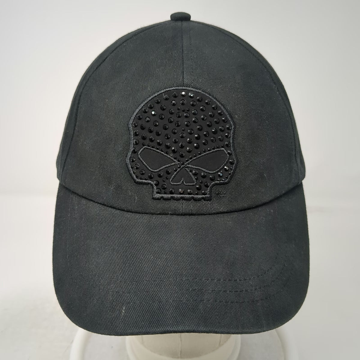 Harley-Davidson Baseball Cap Black One Size Rhinestone Skull Slideback Hat