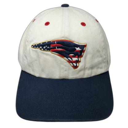 '47 New England Patriots NFL White Cap One Size Slideback Blue Cotton Logo Hat