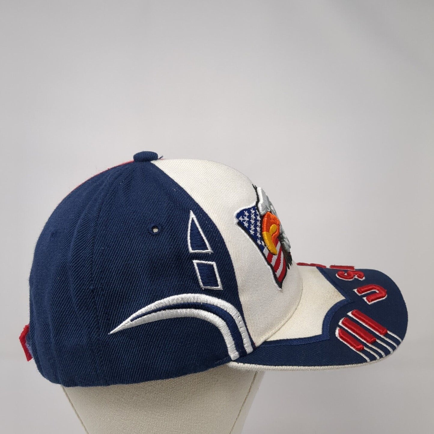 USA Flag Eagle Strapback Hat Multi One Size Adjustable Colorblock
