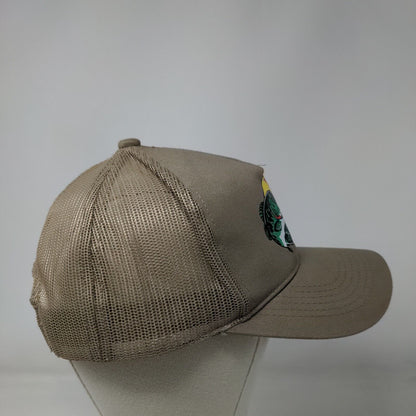 Bass Pro Shops Snapback Mesh Back Trucker Hat Tan OSFM Gone Fishing