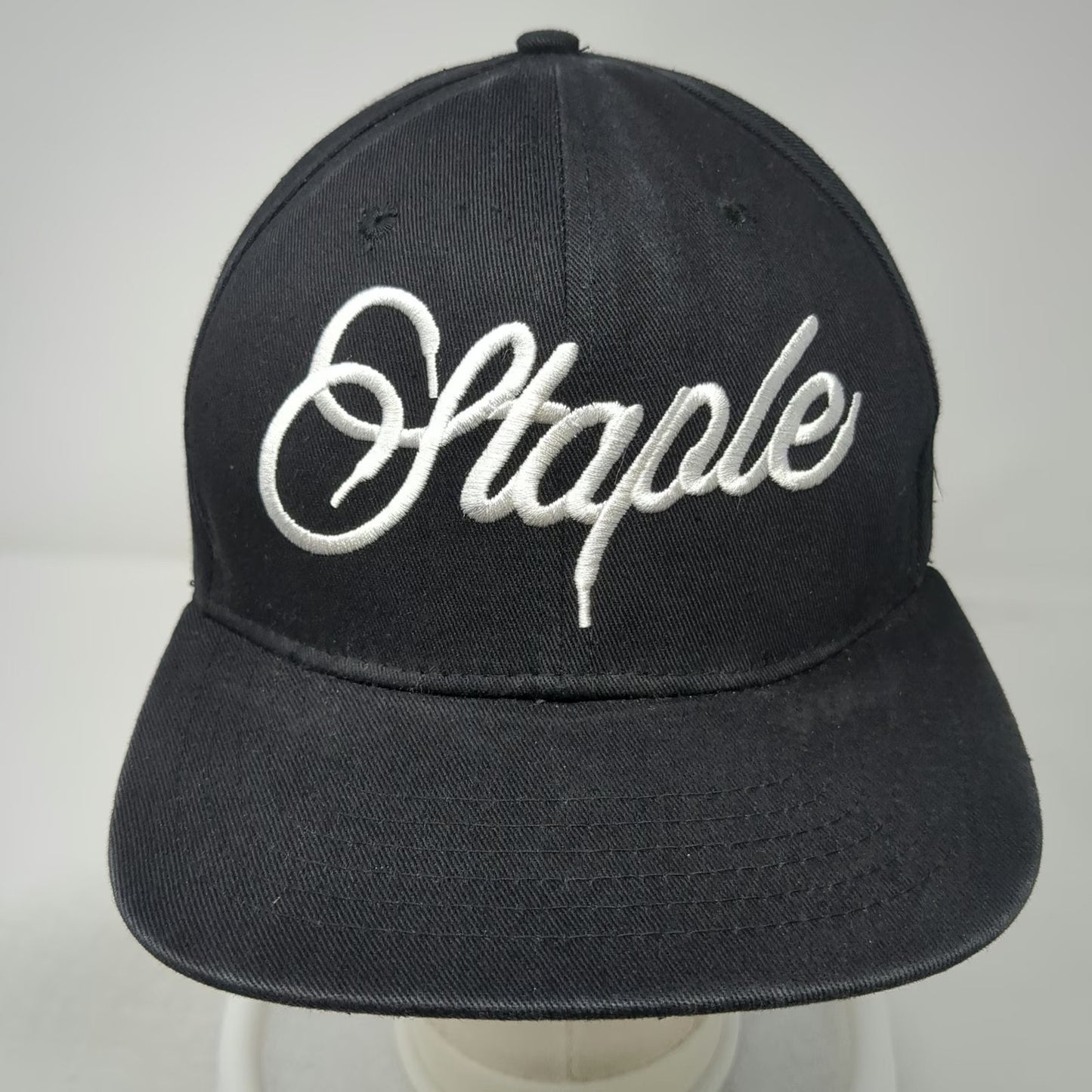 Staple Snapback Black One Size Script Logo Embroidery Thread Beast Cotton Hat