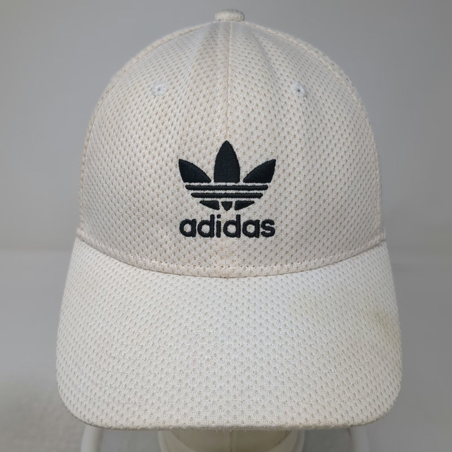 Adidas Baseball Cap White M Mesh Trefoil Hat Fitted Stretch Breathable Sport