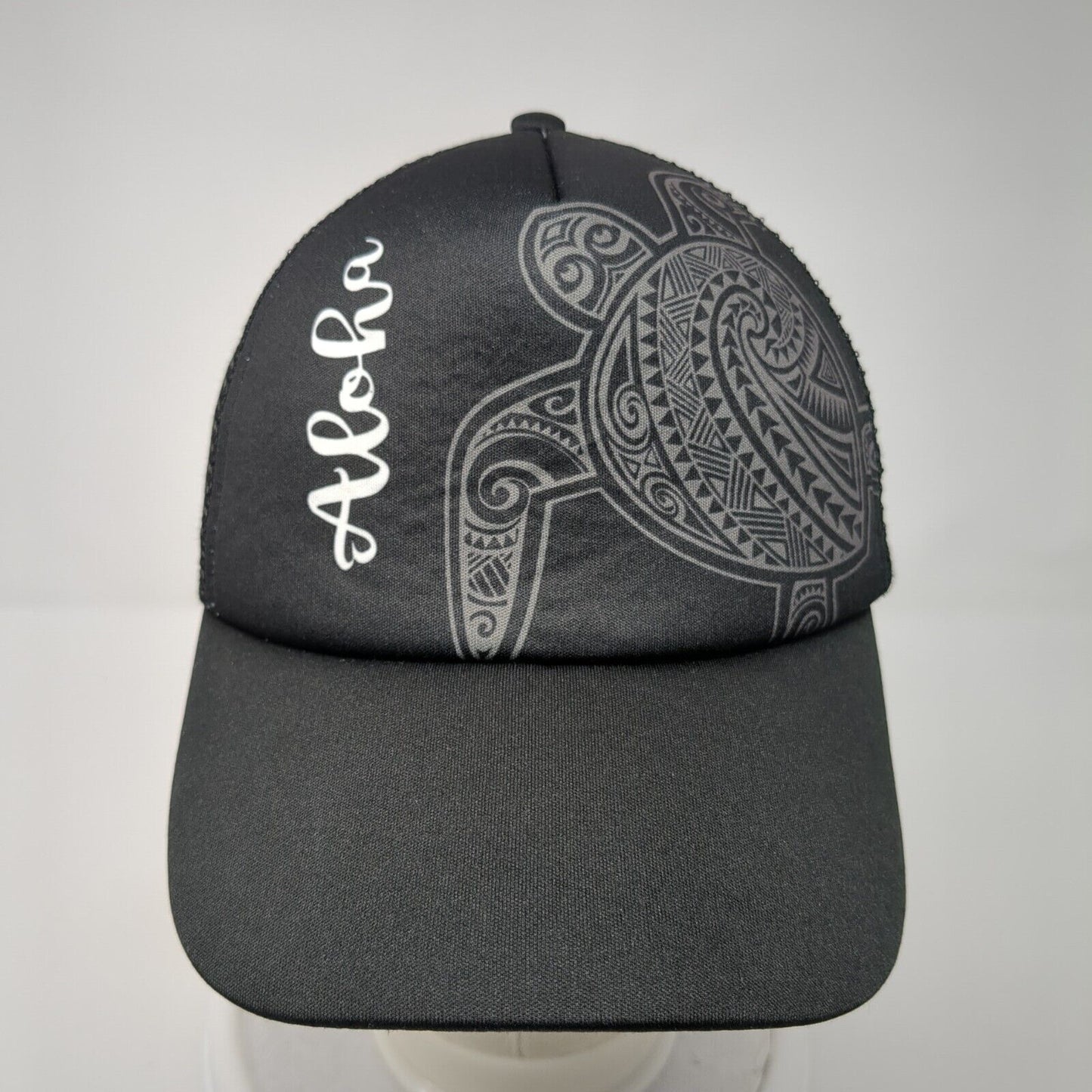 Aloha Sea Turtle Snapback Trucker Hat Black One Size Mesh Back Solid