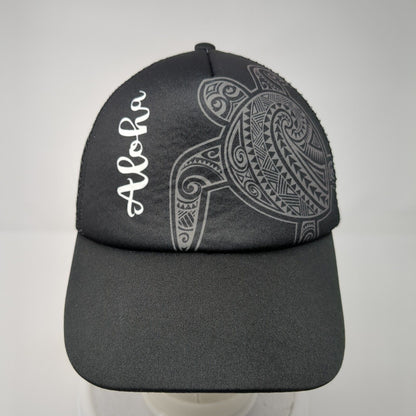 Aloha Sea Turtle Snapback Trucker Hat Black One Size Mesh Back Solid