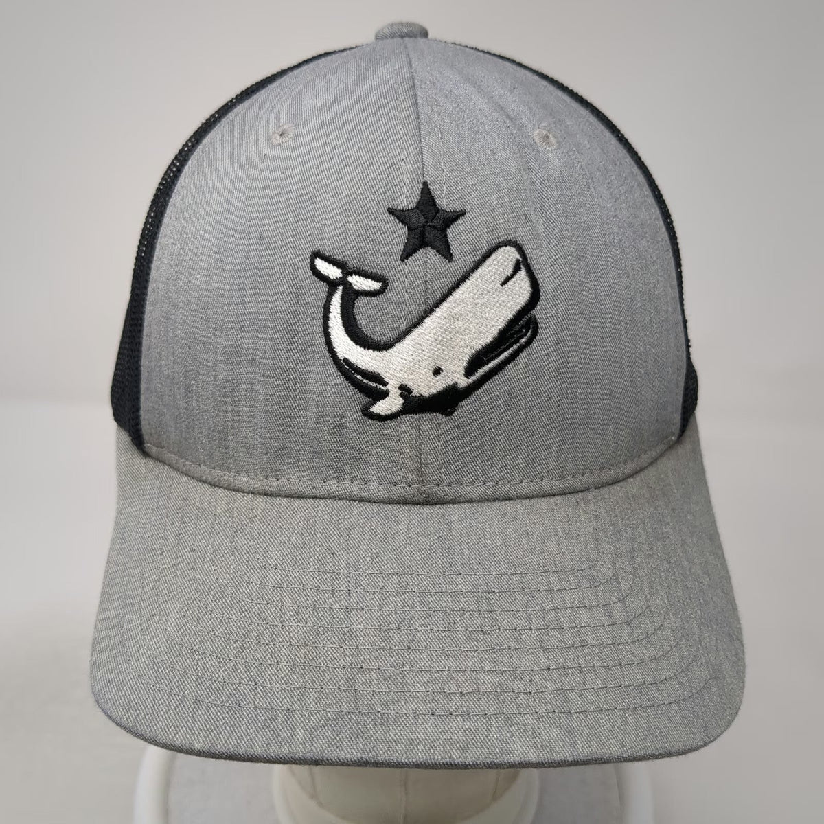 Whalers Brewing Company Trucker Hat Gray One Size Mesh Back Whale Star Snapback