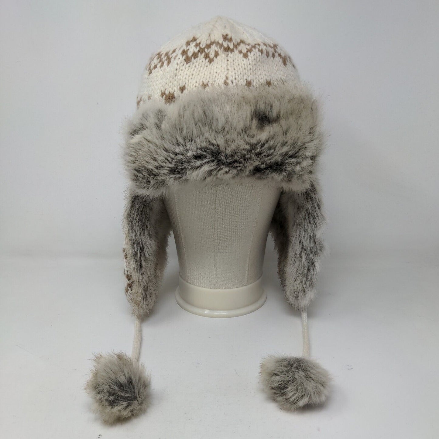 Ann Taylor Loft Women's Knit Trapper Hat Multicolor Fair Isle Viscose Blend