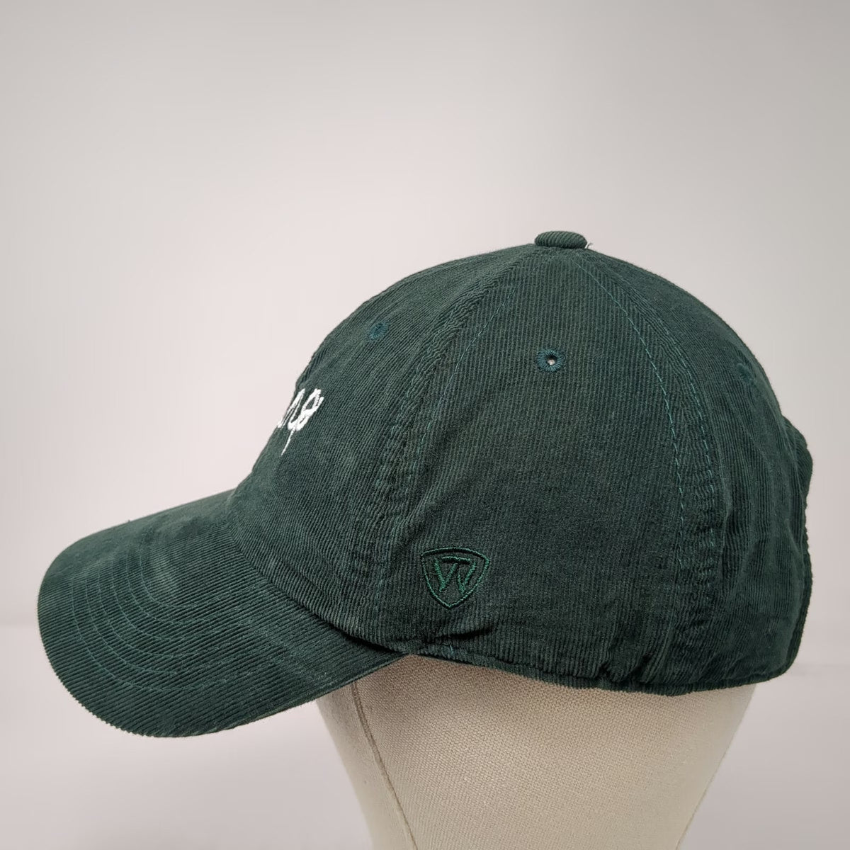 Top of the World Baseball Cap Green One Size Corduroy Slideback Hump Script Hat