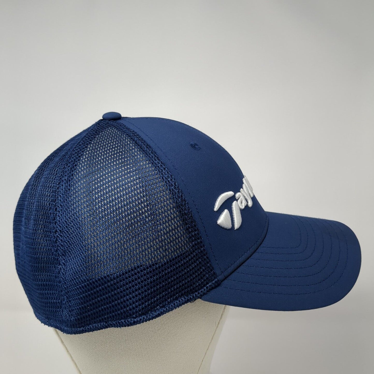 TaylorMade Fitted Mesh Back Hat Blue L/XL Solid Embroidered A-Flex