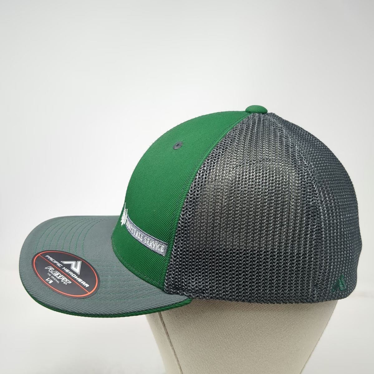 Pacific Headwear Baseball Cap Green Gray 7 3/8 Mesh Flexfit Timmy's Tree Service