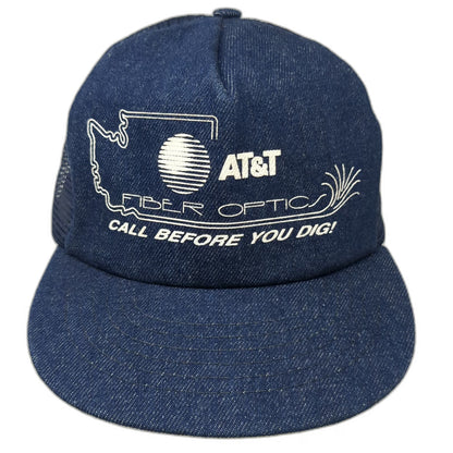 Royce AT&T Fiber Optics Washington Blue OS Trucker Hat Snapback Mesh USA Vintage