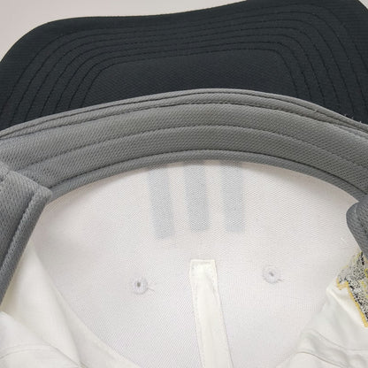 Adidas 5 Panel White One Size Hat BK Golf Logo Snapback 3 Stripes Performance