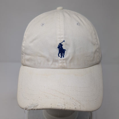 Polo Ralph Lauren Slideback Hat White OS Adjustable Embroidered Distressed
