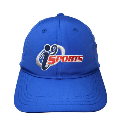 i9 Sports Strapback Hat Blue OSFA Adjustable Embroidered Vented Holes 6 Panel