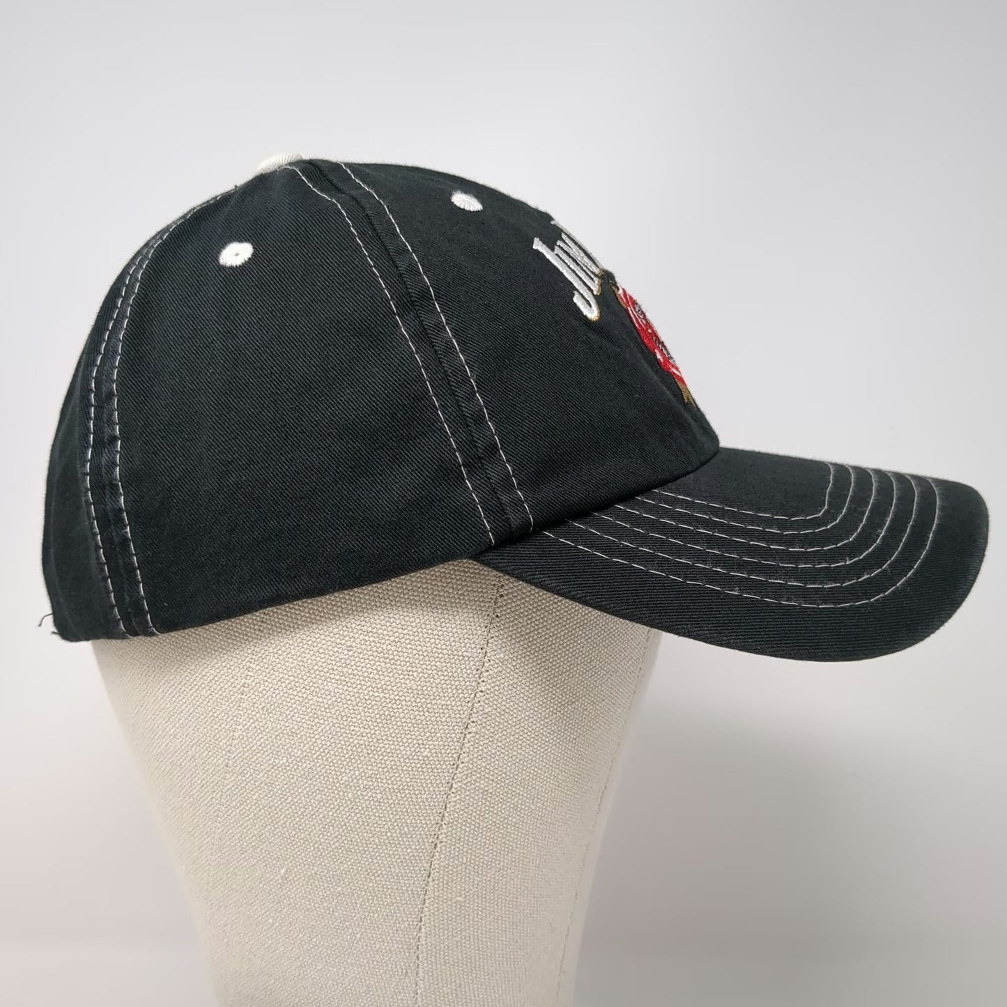 Jim Beam Whiskey Baseball Cap Black OSFM Contrast Stitching Logo Strapback Hat