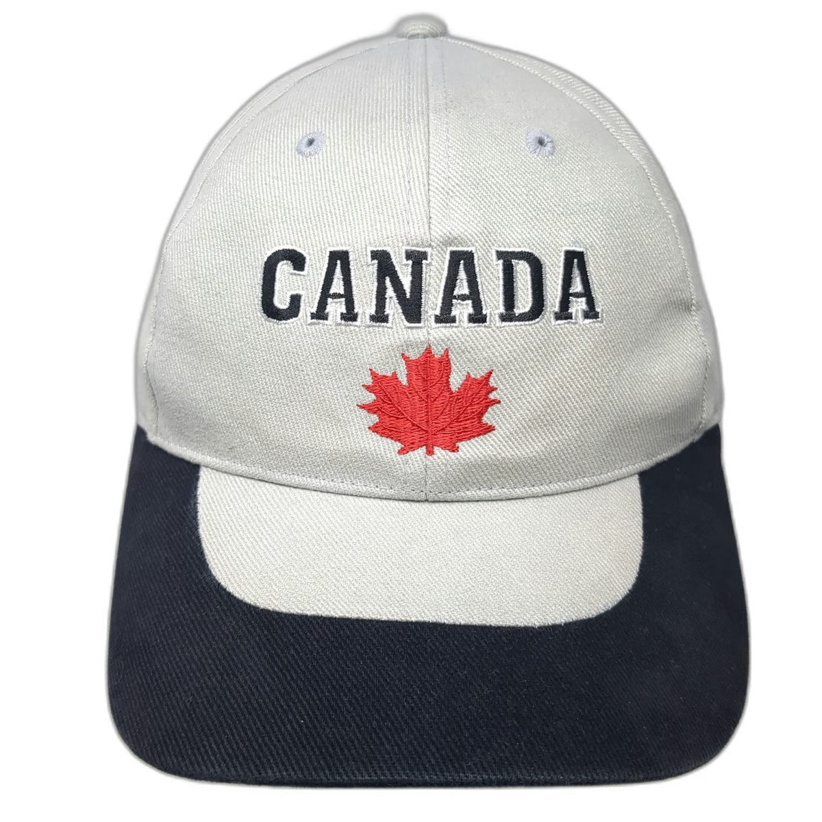 Gray Baseball Cap Canada Maple Leaf Blue Red One Size Strapback Hat Two Tone