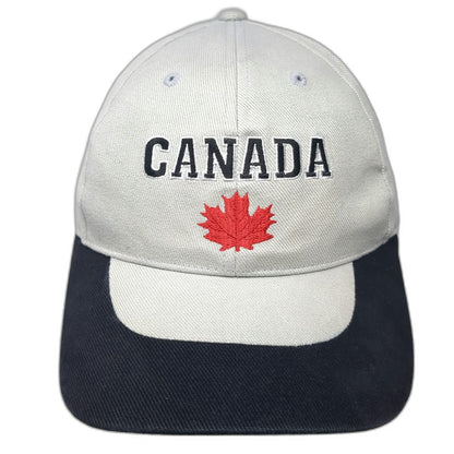 Gray Baseball Cap Canada Maple Leaf Blue Red One Size Strapback Hat Two Tone