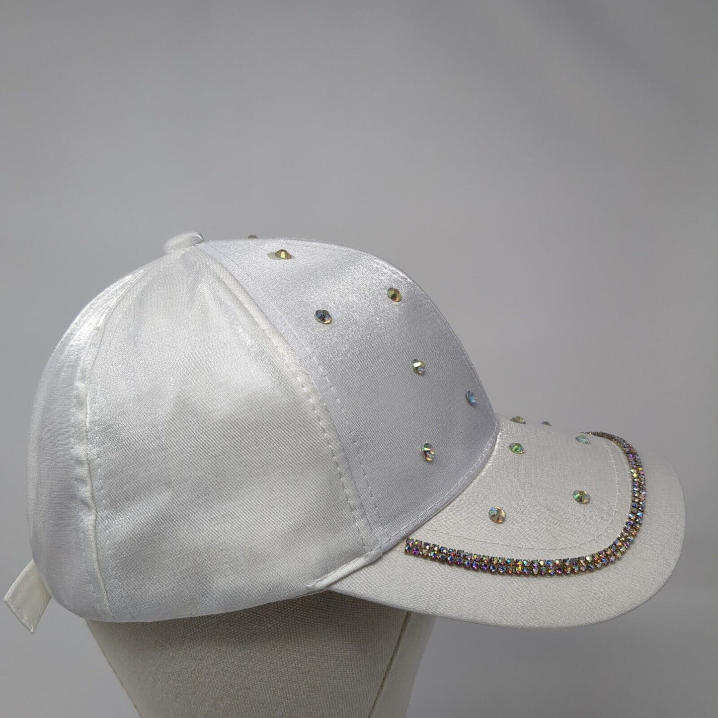 Rhinestone Butterfly Slideback Hat White OS Adjustable Embellished 6 Panel
