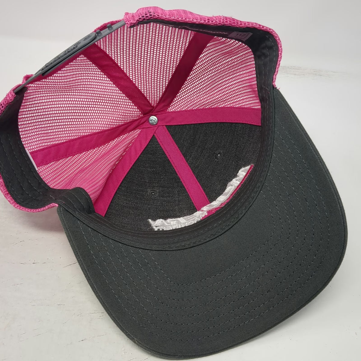 Richardson Trucker Hat Gray Pink One Size Modern Machinery Logo Mesh Snapback