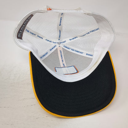 Simms Trucker Hat Yellow White One Size Fish Logo Bozeman Montana Snapback