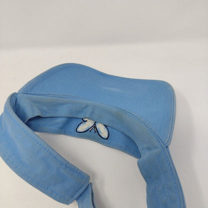 Butterfly Strapback Sun Visor Hat Blue OSFA Adjustable Embroidered Lightweight