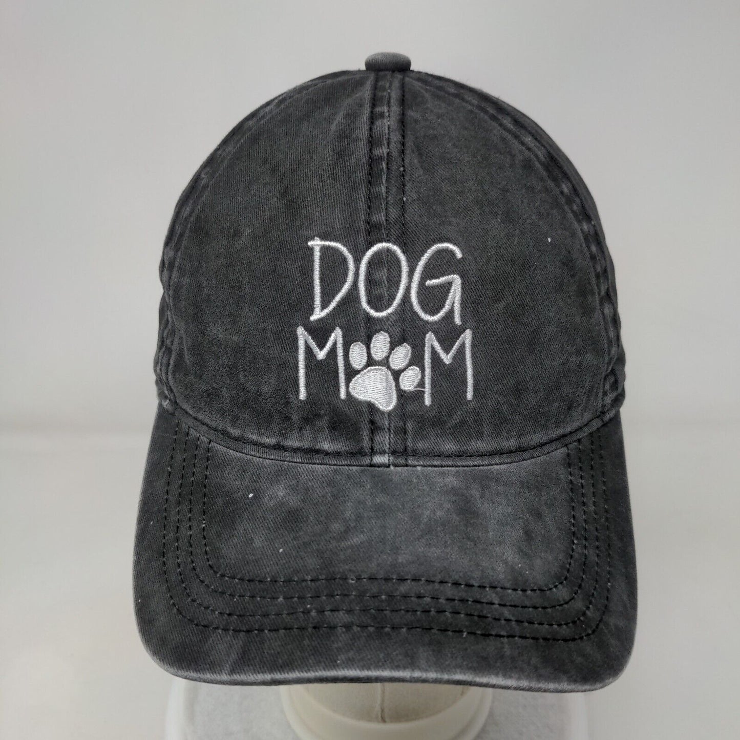 Dog Mom Paw Slideback Hat Gray OSFM Adjustable Embroidered 6 Panel