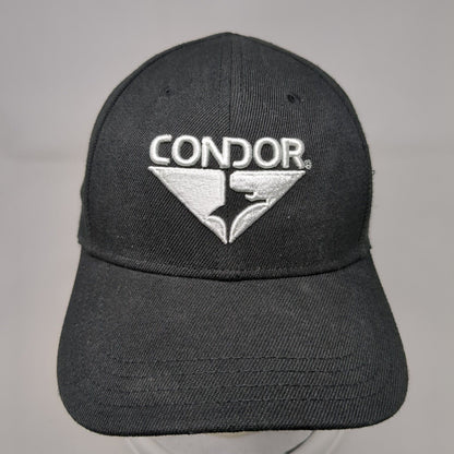Condor Strapback Hat Black OSFM Adjustable Embroidered Solid 6 Panel